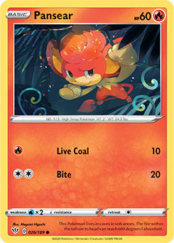 Common Pokémon card Pansear 26/189 from Darkness Ablaze expansion