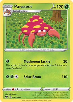 Uncommon Pokémon card Parasect 4/189 from Darkness Ablaze expansion