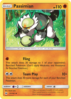 Uncommon Pokémon card Passimian 73/149 from Sun & Moon expansion