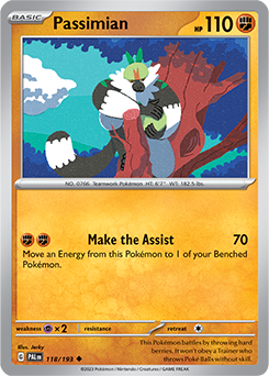 Uncommon Pokémon card Passimian 118/193 from Paldea Evolved expansion