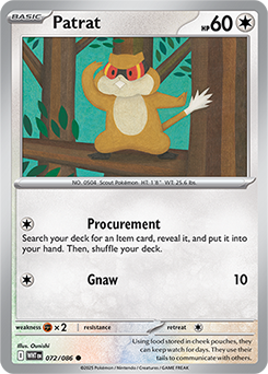 Common Pokémon card Patrat 72/86 from White Flare expansion