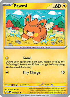 Common Pokémon card Pawmi 32/94 from Phantasmal Flames expansion