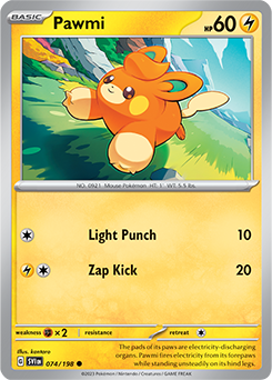 Common Pokémon card Pawmi 074/198 from Scarlet & Violet expansion