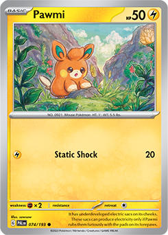 Common Pokémon card Pawmi 074/193 from Paldea Evolved expansion