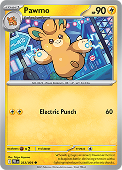 Common Pokémon card Pawmo 33/94 from Phantasmal Flames expansion