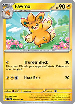 Common Pokémon card Pawmo 075/198 from Scarlet & Violet expansion