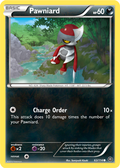 Pawniard 63/114 Pokémon card from Steam Siege for sale at best price