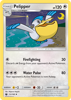 Uncommon Pokémon card Pelipper 112/168 from Celestial Storm expansion