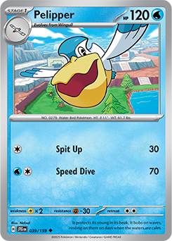 Uncommon Pokémon card Pelipper 39/159 from Journey Together expansion