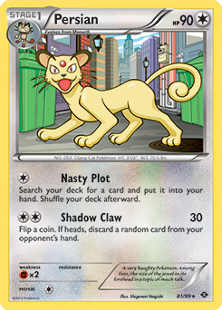 Rare Pokémon card Persian 81/99 from Next Destinies expansion