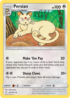 Persian 126/181 Pokémon card from Team Up for sale at best price