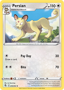 Uncommon Pokémon card Persian 200/264 from Fusion Strike expansion