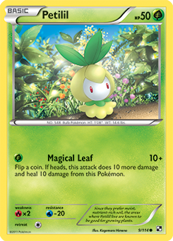 Common Pokémon card Petilil 9/114 from Black & White expansion