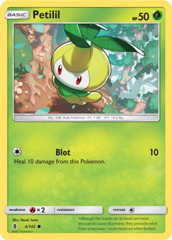 Common Pokémon card Petilil 4/145 from Guardians Rising expansion