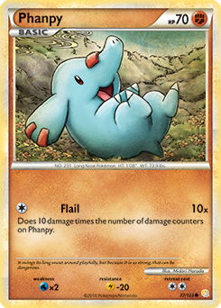 Common Pokémon card Phanpy 77/123 from HeartGold SoulSilver expansion