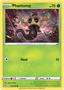 Common Pokémon card Phantump 016/196 from Lost Origin expansion