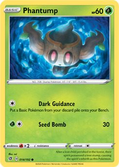 Common Pokémon card Phantump 14/192 from Rebel Clash expansion