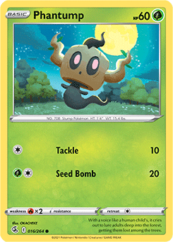 Common Pokémon card Phantump 16/264 from Fusion Strike expansion