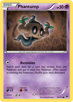Common Pokémon card Phantump 64/122 from Breakpoint expansion