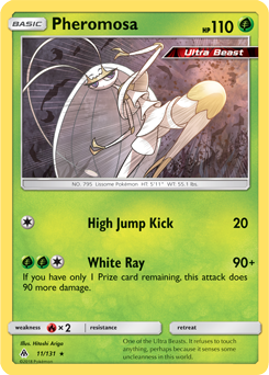 Rare holo Pokémon card Pheromosa 11/131 from Forbidden Light expansion