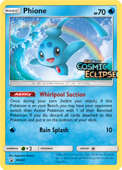 Promo Pokémon card Phione SM220 from Sun and Moon Promos expansion