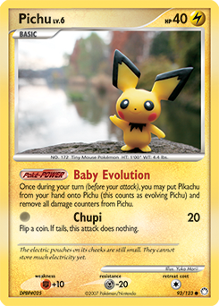 Common Pokémon card Pichu 93/123 from Mysterious Treasures expansion
