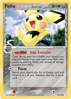 Carte Pokémon Pichu 76/110 de la série Ex Fantômes Holon en vente au meilleur prix