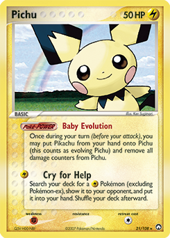 Carte Pokémon Pichu 21/108 de la série Ex Gardiens du Pouvoir en vente au meilleur prix