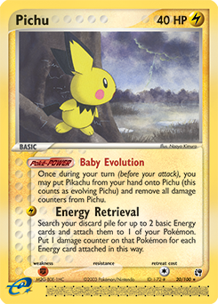 Carte Pokémon Rare Pichu 20/100 de la série Ex Tempête de Sable