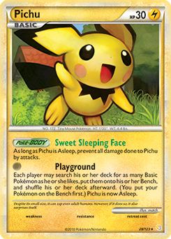 Rare Pokémon card Pichu 28/123 from HeartGold SoulSilver expansion