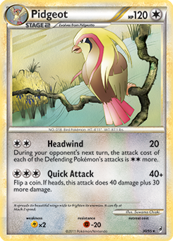 Rare Pokémon card Pidgeot 30/95 from Call of Legends expansion