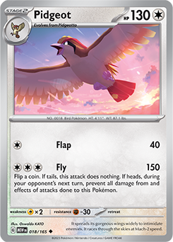 Uncommon Pokémon card Pidgeot 18/165 from 151 expansion