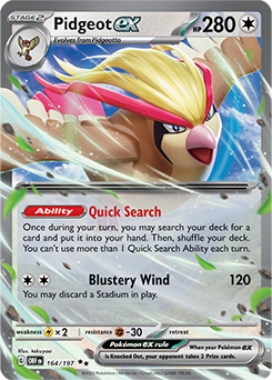 Pidgeot ex 164/197 Pokémon card from Obsidian Flames for sale at best price