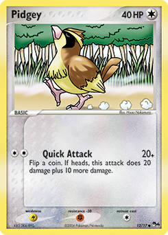 Common Pokémon card Pidgey 12/17 from POP 4 expansion