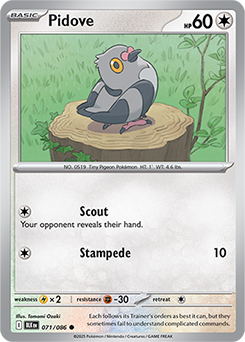 Common Pokémon card Pidove 71/86 from Black Bolt expansion