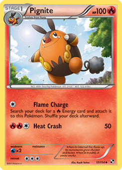 Uncommon Pokémon card Pignite 17/114 from Black & White expansion