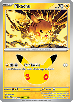 Pikachu rare Pokémon card Pikachu 024/128 from 30th Celebration expansion