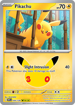Pikachu rare Pokémon card Pikachu 036/128 from 30th Celebration expansion
