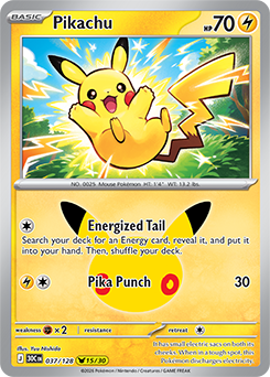Pikachu rare Pokémon card Pikachu 037/128 from 30th Celebration expansion