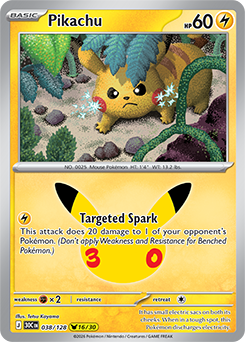 Pikachu rare Pokémon card Pikachu 038/128 from 30th Celebration expansion