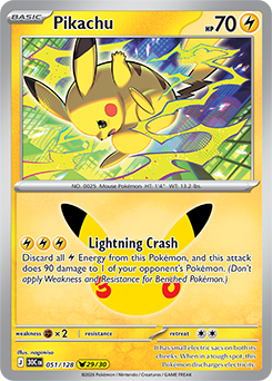 Pikachu rare Pokémon card Pikachu 051/128 from 30th Celebration expansion