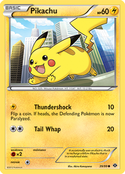 Common Pokémon card Pikachu 39/99 from Next Destinies expansion