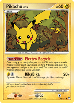 Common Pokémon card Pikachu 94/123 from Mysterious Treasures expansion