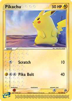 Carte Pokémon Commune Pikachu 72/100 de la série Ex Tempête de Sable