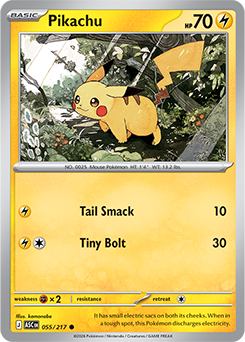 Carte Pokémon Communes Pikachu 55/217 de la série Héros Transcendants