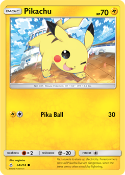 Common Pokémon card Pikachu 54/214 from Unbroken Bonds expansion