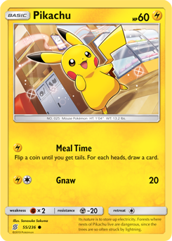 Common Pokémon card Pikachu 55/236 from Unified Minds expansion