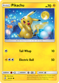 Common Pokémon card Pikachu 56/236 from Unified Minds expansion