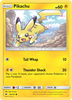 Pikachu 40/147 Pokémon card from Burning Shadows for sale at best price