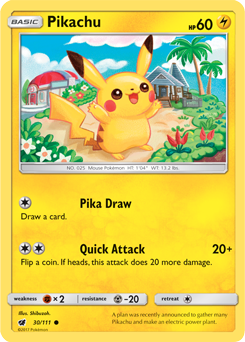 Common Pokémon card Pikachu 30/111 from Crimson Invasion expansion